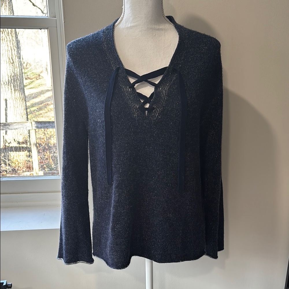 Brochu Walker Wool/cashmere blend front lace sweater